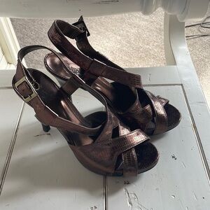 Carlos Santana bronze metallic sandals/stilettos
